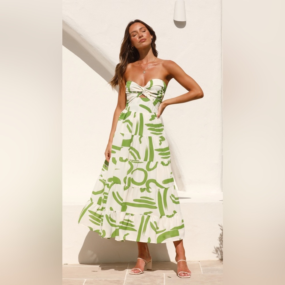 NWT‎ Billy J hazel midi dress in green print size 14